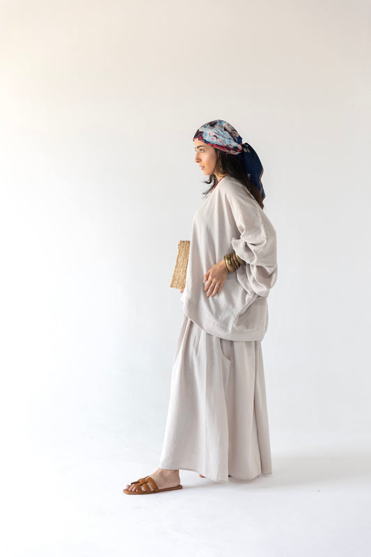flowy Linen Blend Maxi Skirt