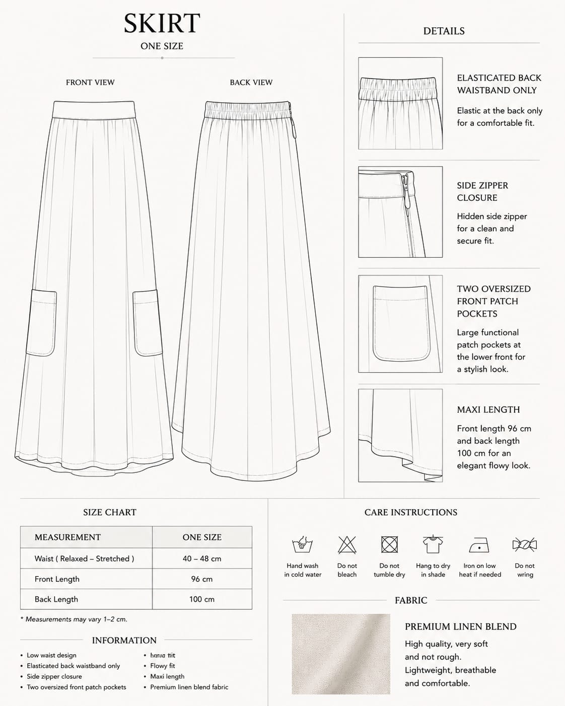 flowy Linen Blend Maxi Skirt