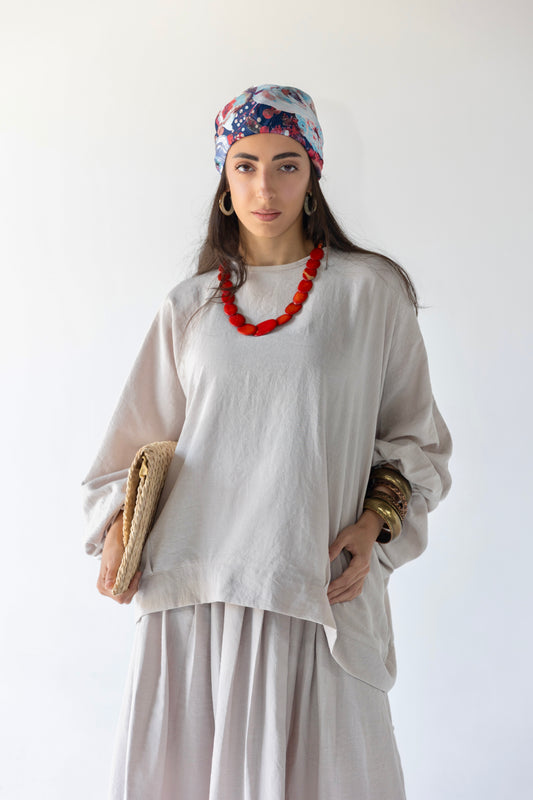 Oversized Linen Blend Blouse