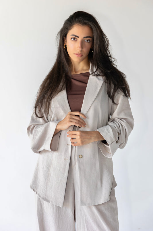 Linen Blend Suit Set