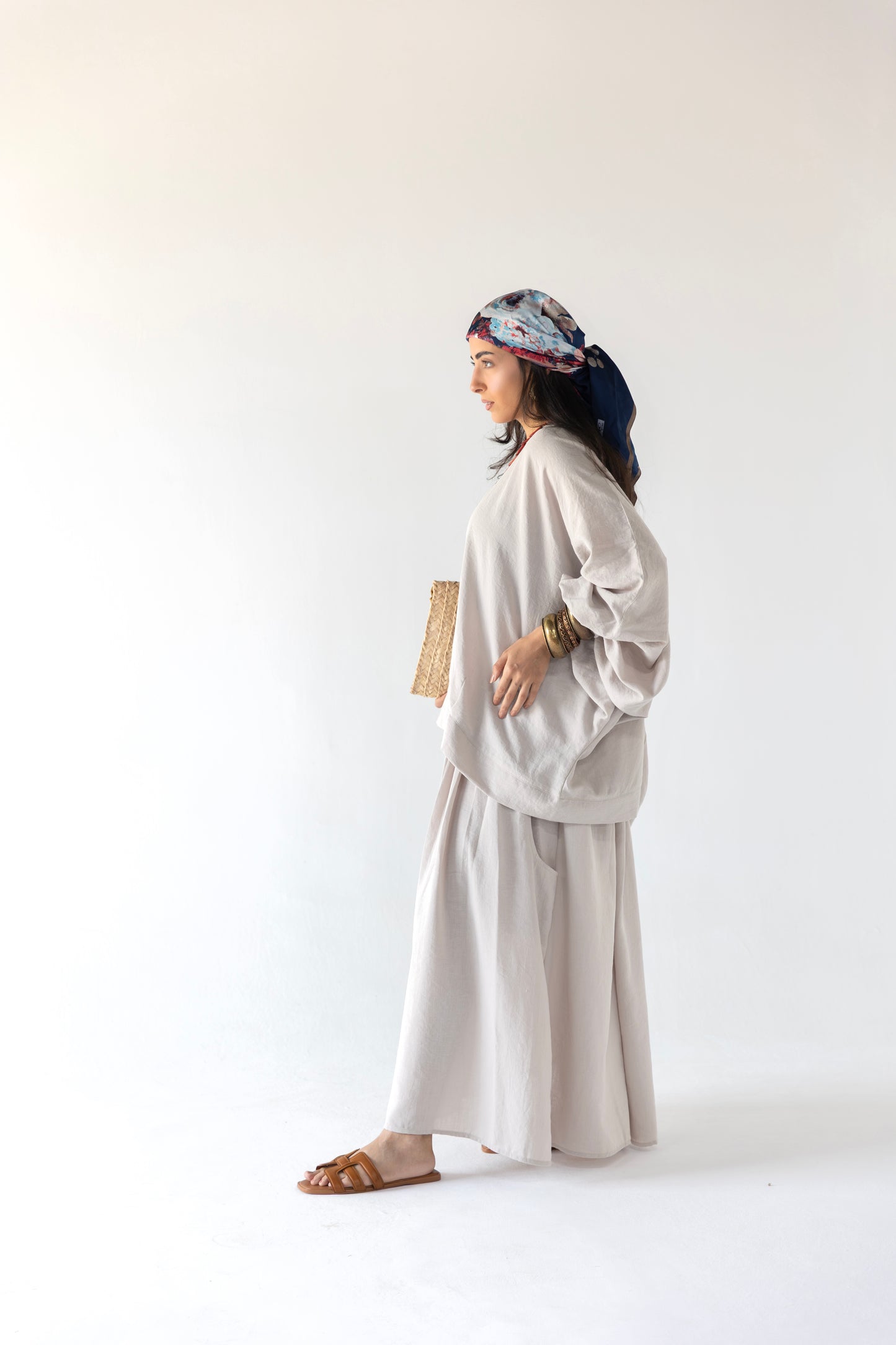 flowy Linen Blend Maxi Skirt