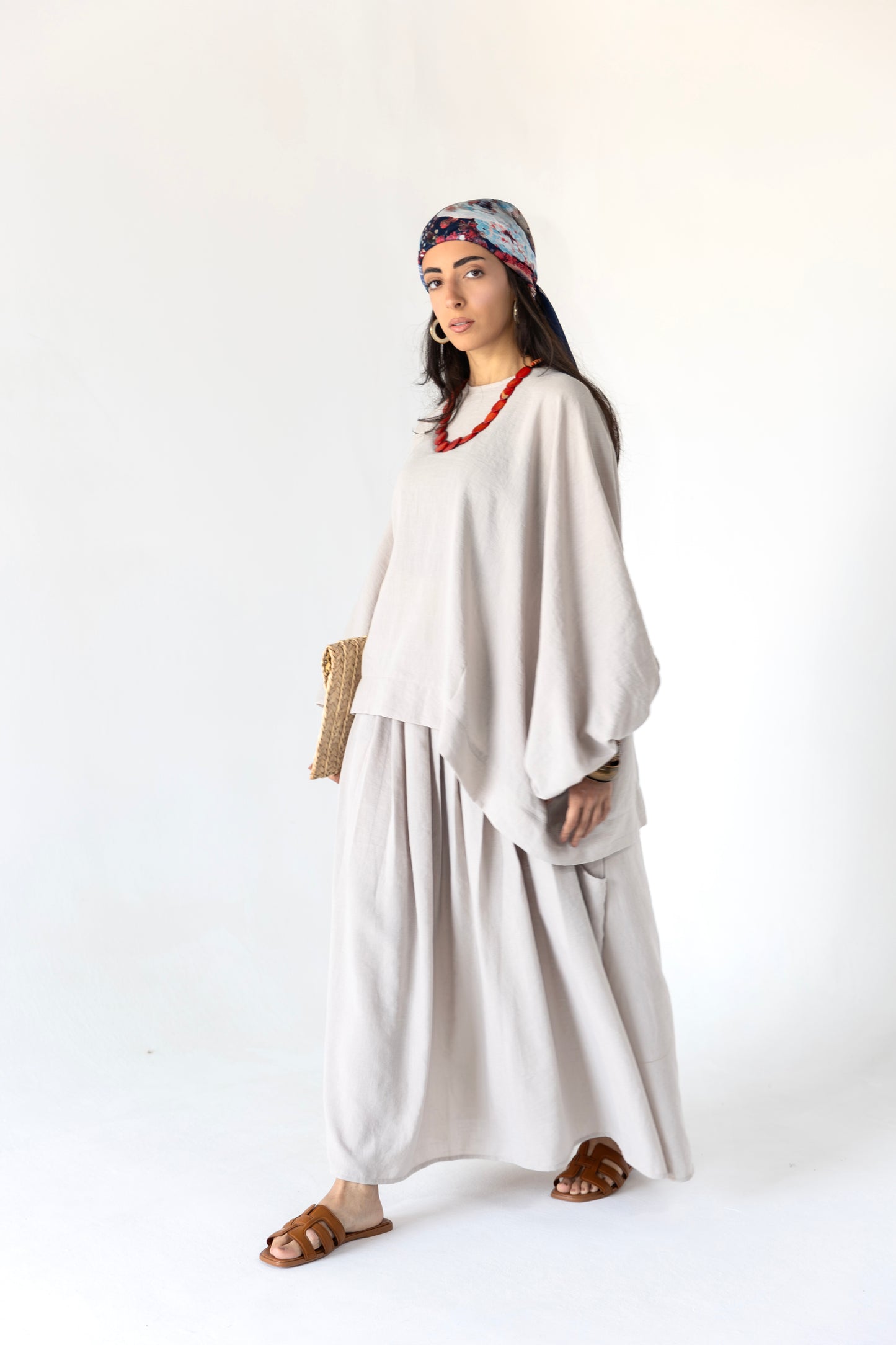 flowy Linen Blend Maxi Skirt