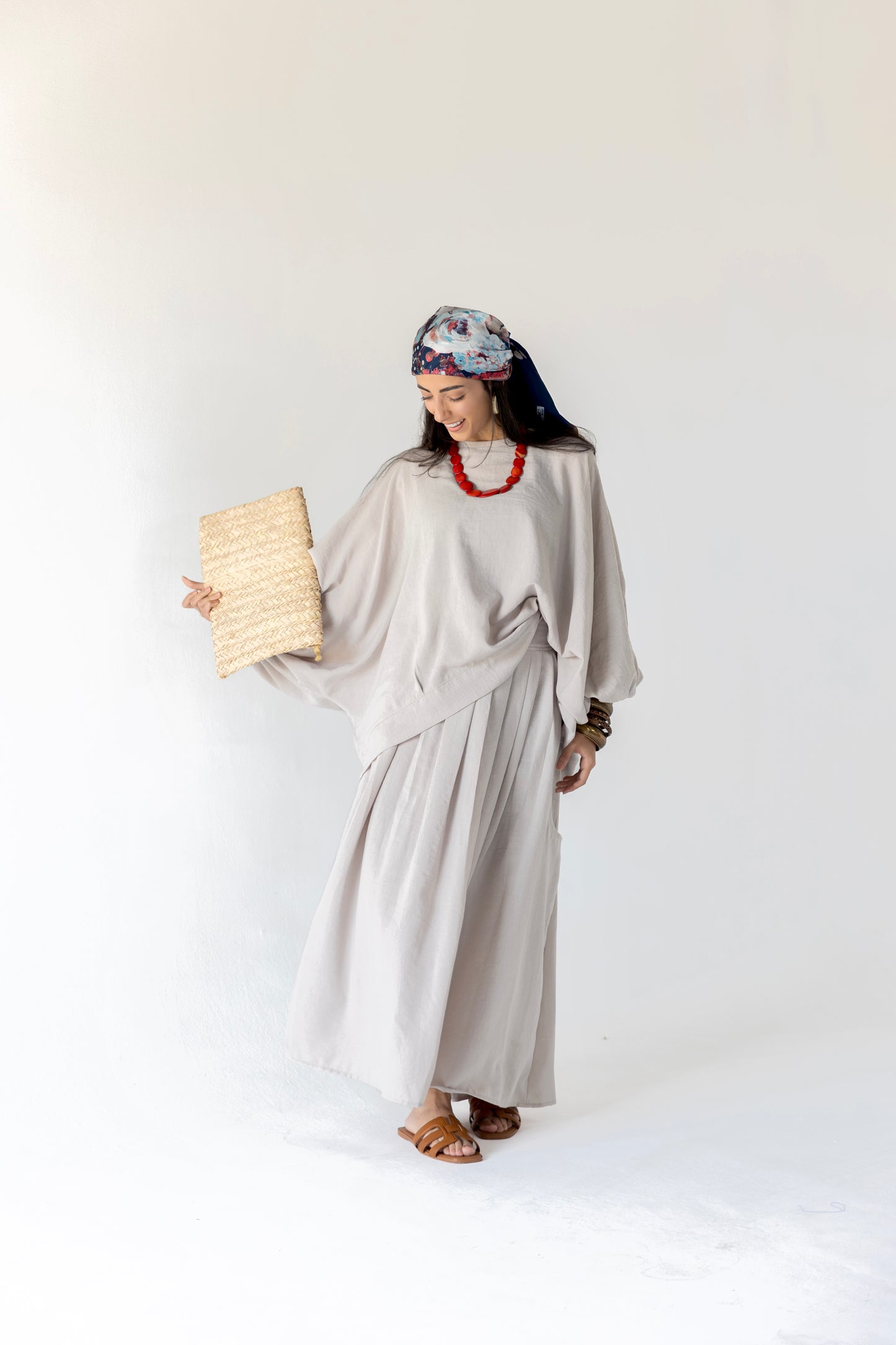 flowy Linen Blend Maxi Skirt