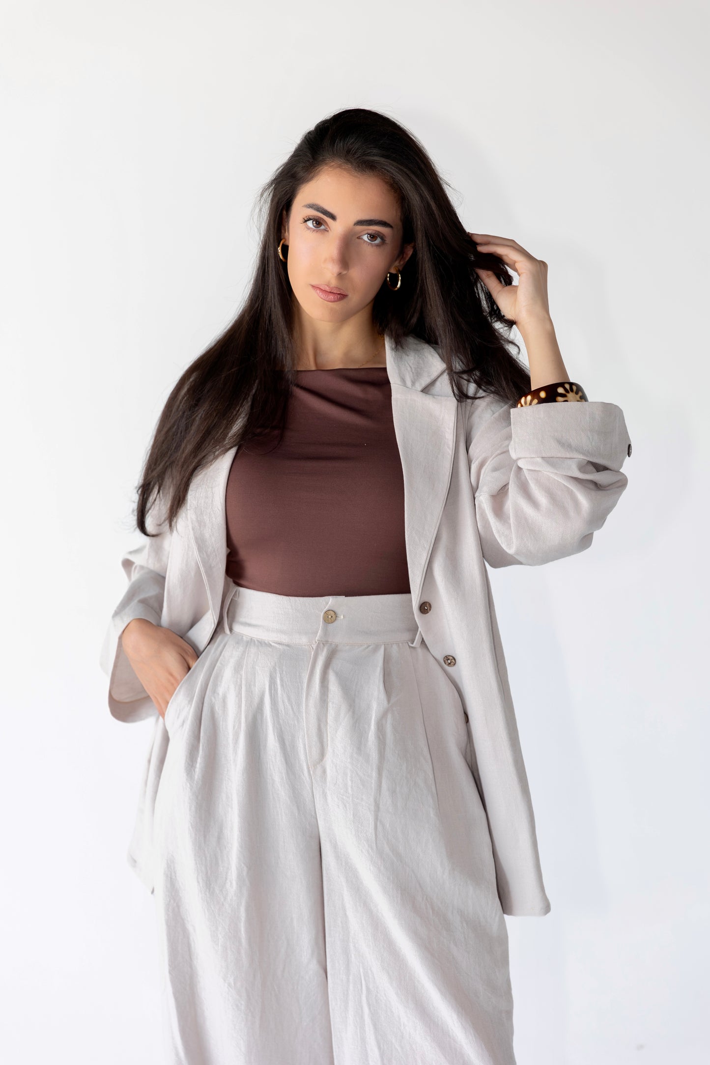 Linen Blend Suit Set
